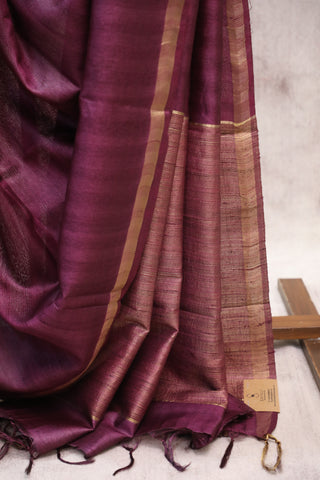 Dark Purple Tussar Silk Saree-SRDPTSS848