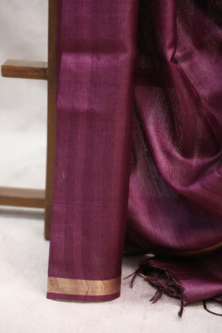 Dark Purple Tussar Silk Saree-SRDPTSS848