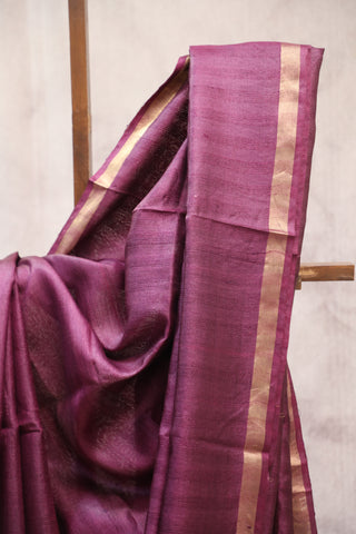 Dark Purple Tussar Silk Saree-SRDPTSS848