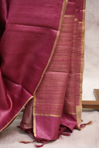 Dark Pink Tussar Silk Saree-SRDPTSS837