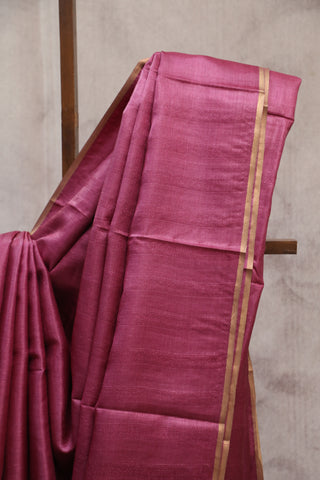 Dark Pink Tussar Silk Saree-SRDPTSS837