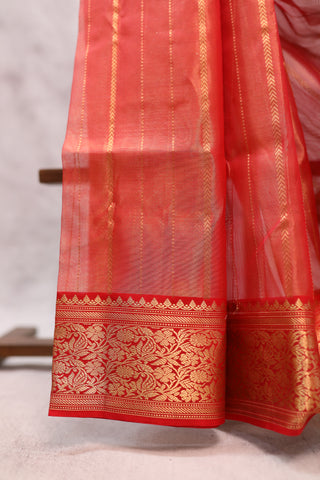 Red Chanderi Tissue Silk Saree-SRRCTSS44