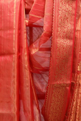 Red Chanderi Tissue Silk Saree-SRRCTSS44