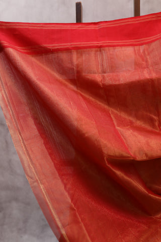 Red Chanderi Tissue Silk Saree-SRRCTSS44