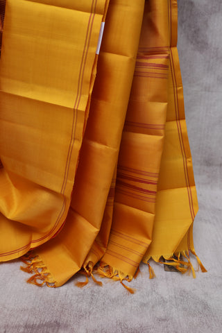 Mustard- Maroon Kanjeevaram Silk Saree-SRSMMKSS306