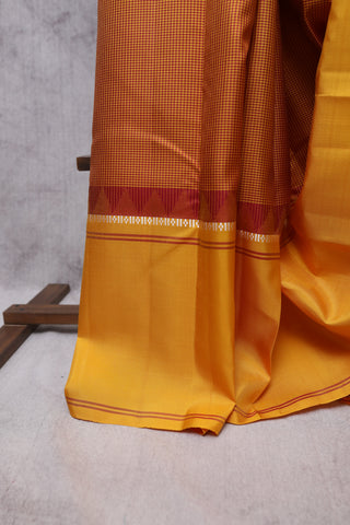 Mustard- Maroon Kanjeevaram Silk Saree-SRSMMKSS306