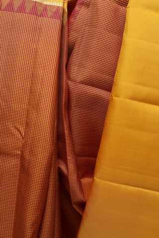 Mustard- Maroon Kanjeevaram Silk Saree-SRSMMKSS306