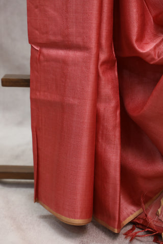 Red Tussar Silk Saree-SRRTSS831