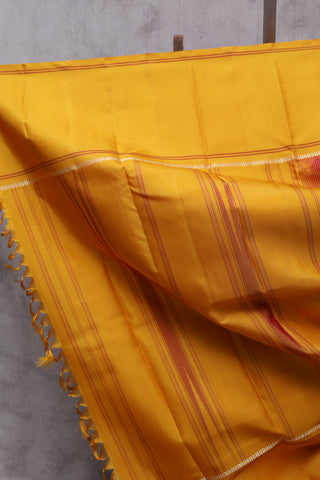 Mustard- Maroon Kanjeevaram Silk Saree-SRSMMKSS306