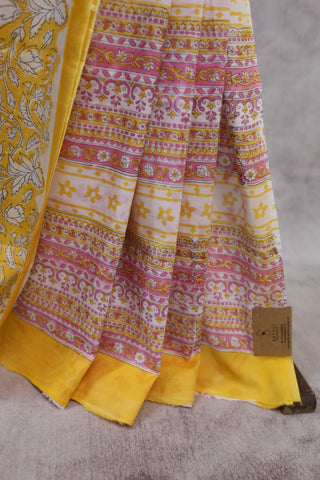 Yellow HBP Cotton Saree-SRYCS1187