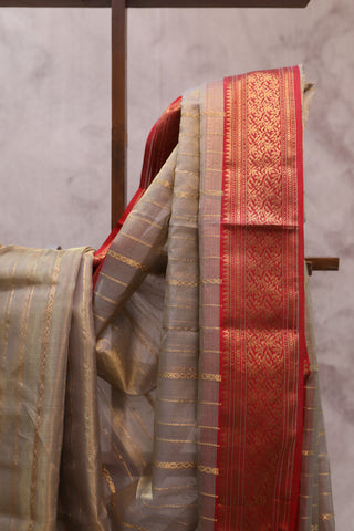 Grey Chanderi Tissue Silk Saree-SRGCTSS42