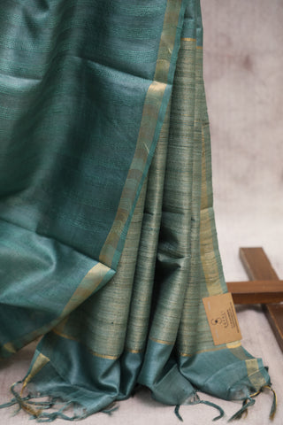 Teal Blue Tussar Silk Saree-SRTBTSS830