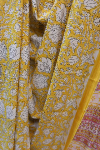 Yellow HBP Cotton Saree-SRYCS1187