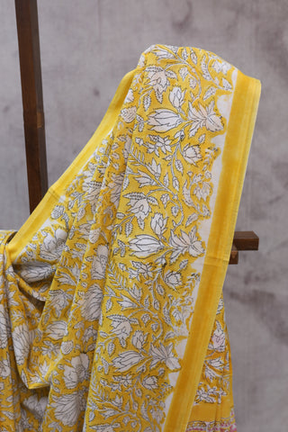 Yellow HBP Cotton Saree-SRYCS1187