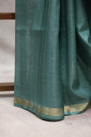 Teal Blue Tussar Silk Saree-SRTBTSS830