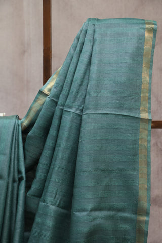 Teal Blue Tussar Silk Saree-SRTBTSS830