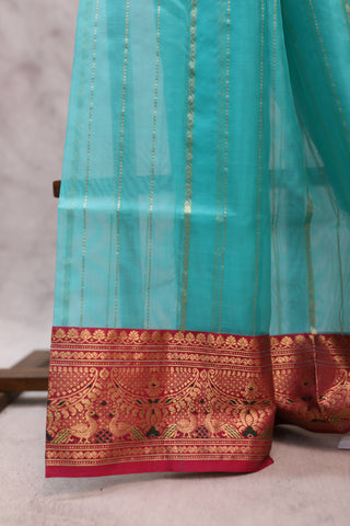 Turquoise Chanderi Tissue Silk Saree-SRTCTSS71