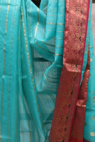 Turquoise Chanderi Tissue Silk Saree-SRTCTSS71