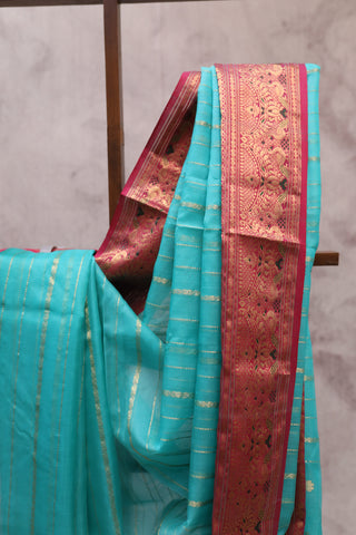 Turquoise Chanderi Tissue Silk Saree-SRTCTSS71