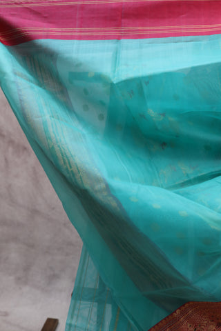 Turquoise Chanderi Tissue Silk Saree-SRTCTSS71