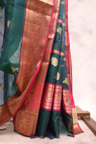 Dark Green Chanderi Tissue Silk Saree-SRDGTSS72