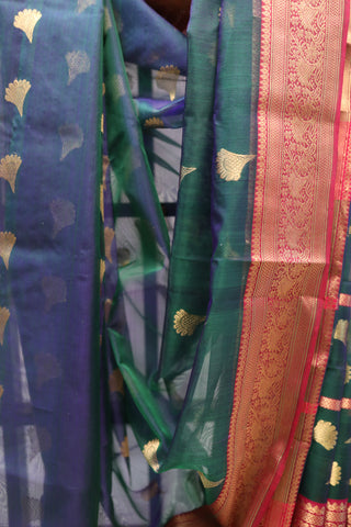 Dark Green Chanderi Tissue Silk Saree-SRDGTSS72