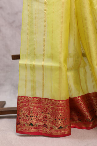 Yellow Chanderi Tissue Silk Saree-SRYTSS73