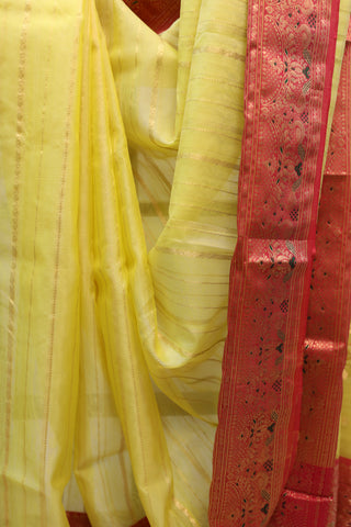 Yellow Chanderi Tissue Silk Saree-SRYTSS73