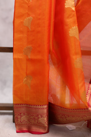 Orange Chanderi Tissue Silk Saree-SROTSS74