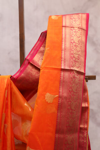 Orange Chanderi Tissue Silk Saree-SROTSS74