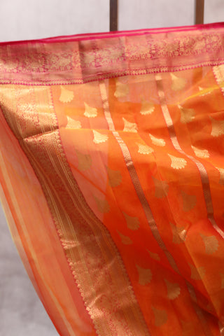 Orange Chanderi Tissue Silk Saree-SROTSS74