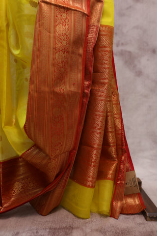 Yellow Chanderi Tissue Silk Saree-SRLCTSS70