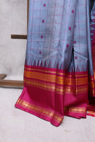 Blueish Grey Kanjeevaram Silk Saree-SRSBGSS309