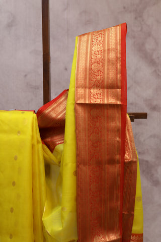 Yellow Chanderi Tissue Silk Saree-SRLCTSS70