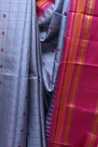 Blueish Grey Kanjeevaram Silk Saree-SRSBGSS309