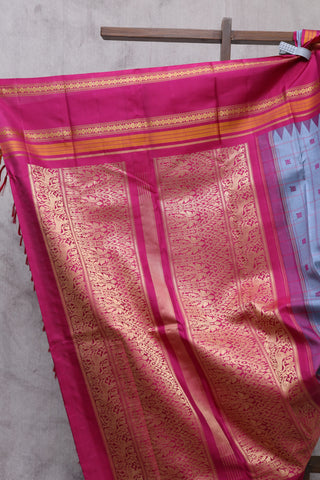 Blueish Grey Kanjeevaram Silk Saree-SRSBGSS309