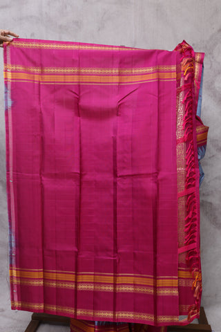 Blueish Grey Kanjeevaram Silk Saree-SRSBGSS309