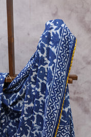 Indigo HBP Cotton Saree With Beads - SRICS169