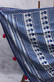 Indigo HBP Cotton Saree With Beads-SRICS168