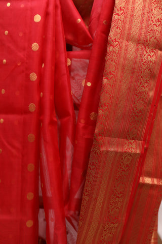 Red Chanderi Tissue Silk Saree-SRRCTSS65