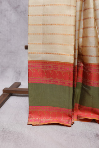 Cream Kanjeevaram Silk Saree-SRCKSS419