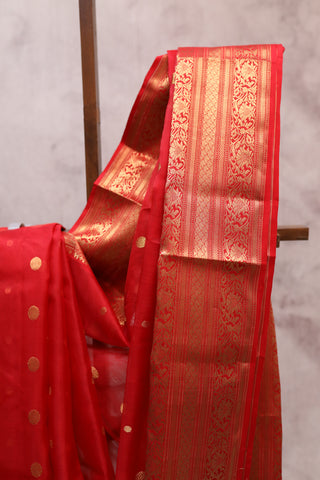 Red Chanderi Tissue Silk Saree-SRRCTSS65