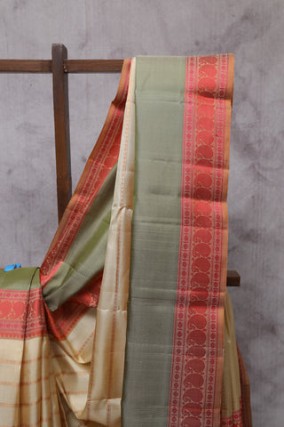 Cream Kanjeevaram Silk Saree-SRCKSS419