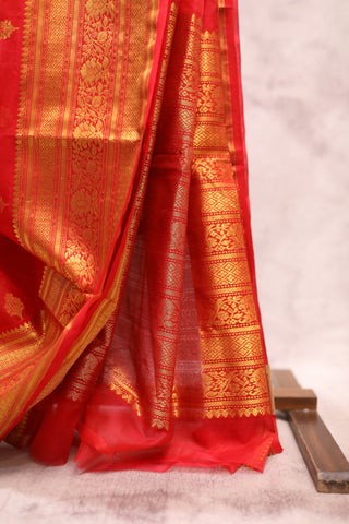 Red Chanderi Tissue Silk Saree-SRRCTSS59