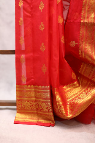 Red Chanderi Tissue Silk Saree-SRRCTSS59