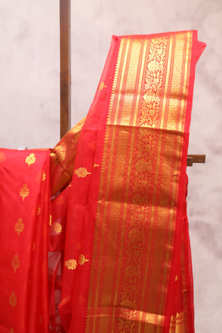 Red Chanderi Tissue Silk Saree-SRRCTSS59