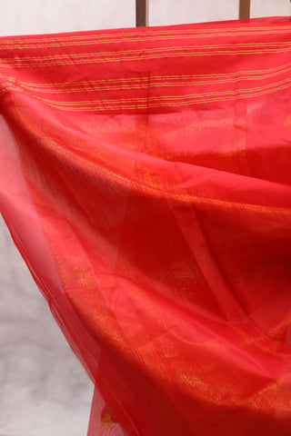 Red Chanderi Tissue Silk Saree-SRRCTSS59