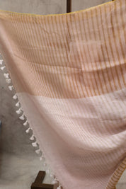 Pastel Pink Plain Linen Saree With Tassels-SRPPPLS158