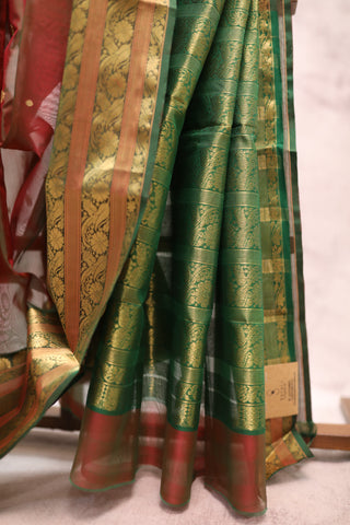 Two Tone Red Chanderi Tissue Silk Saree-SRTTRCTSS58