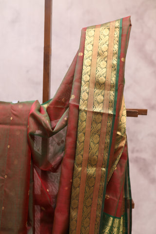 Two Tone Red Chanderi Tissue Silk Saree-SRTTRCTSS58